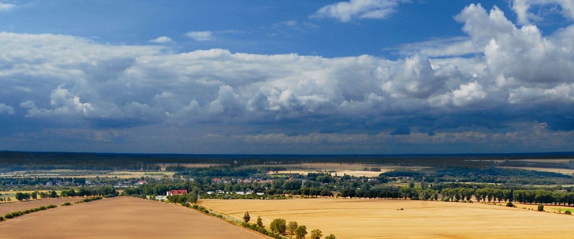 Panorama okolic Łobza: Las, jezioro z lotu ptaka
