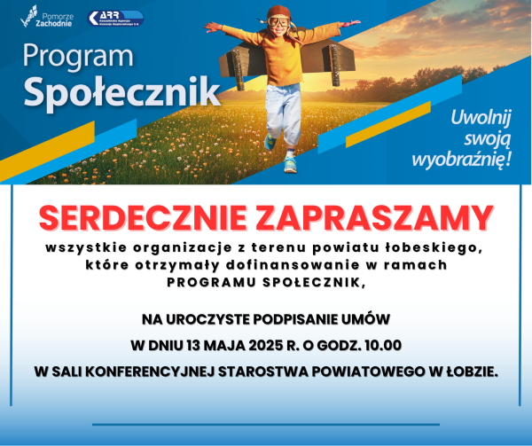 Zapraszamy na spotkanie podpisania umów w Programie Społecznik na 5!