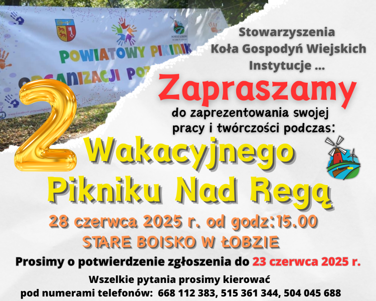 Zgłoszenia do  2 Wakacyjnego Pikniku nad Regą