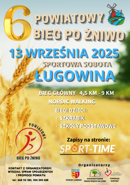 Czas Start!- zapisy online! 6 Powiatowy Bieg Po Żniwo  już 13 września...