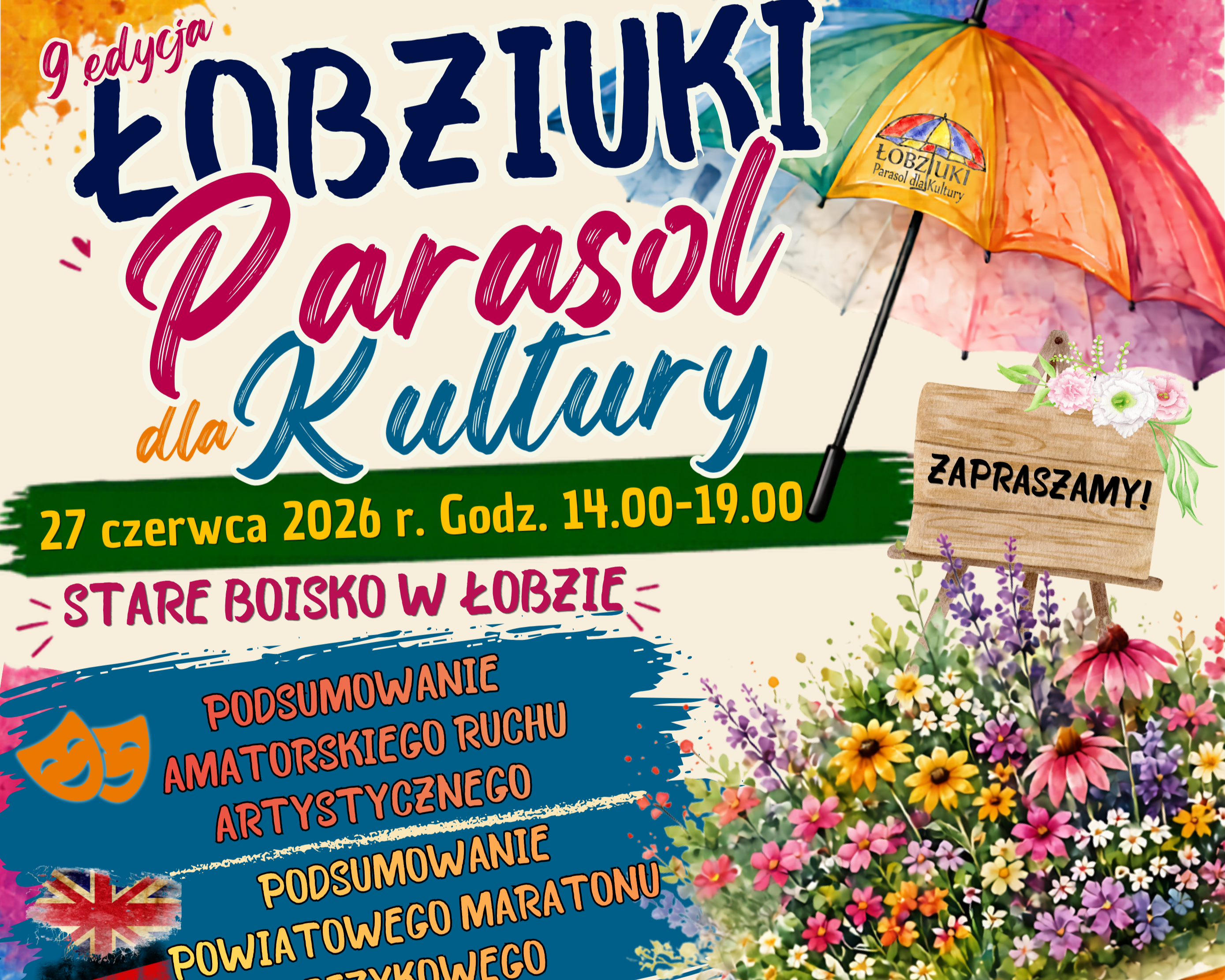 Zmiana terminu Łobziuków - Parasol dla Kultury - 27.06.2026 g. 14.00-19.00 Stare Boisko w Łobzie