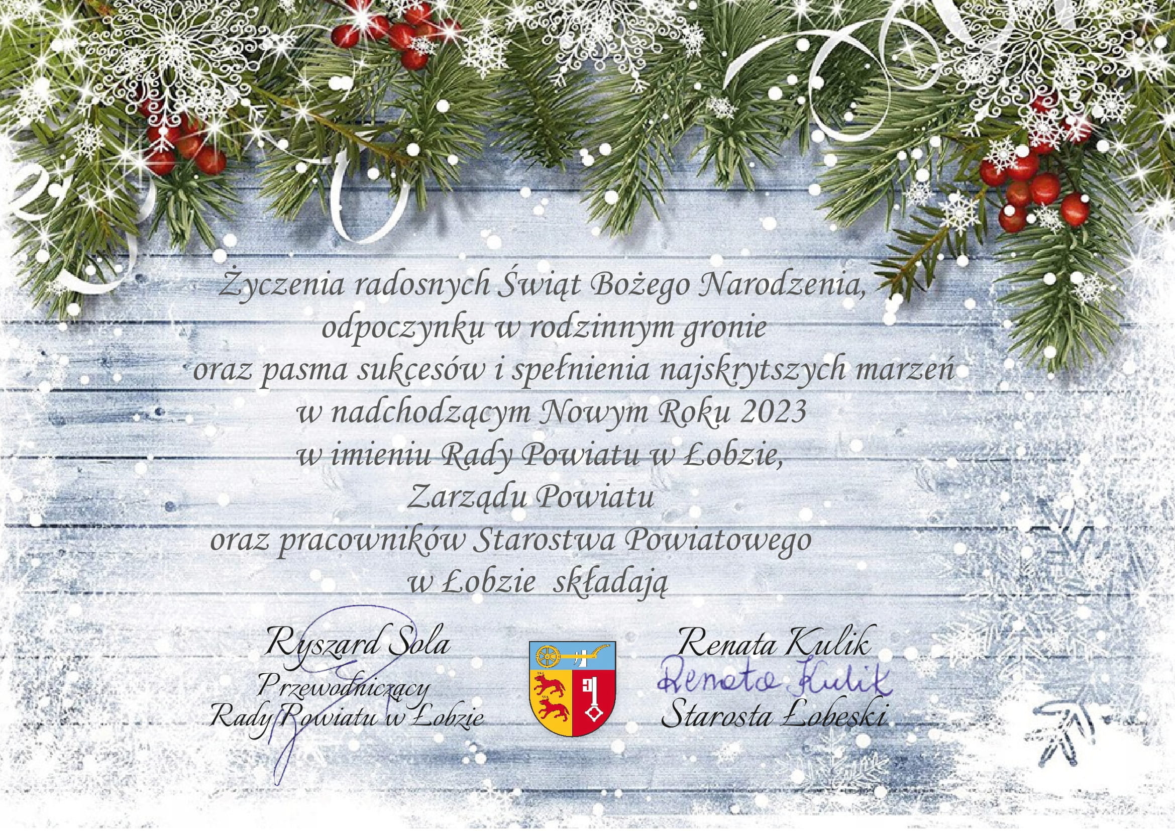 Życzenia okazji Świąt Bożego Narodzenia