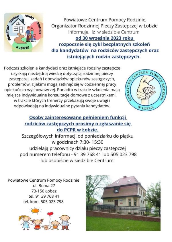 Informacja o szkoleniach dla rodzin zastępczych i kandydatów na rodziców zastępczych